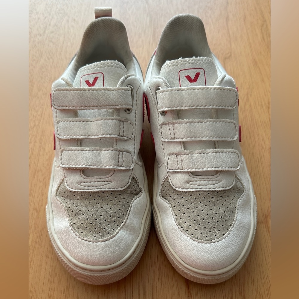 VEJA Kids White & Pink V-10 Sneakers US 2 - Picture 2 of 7